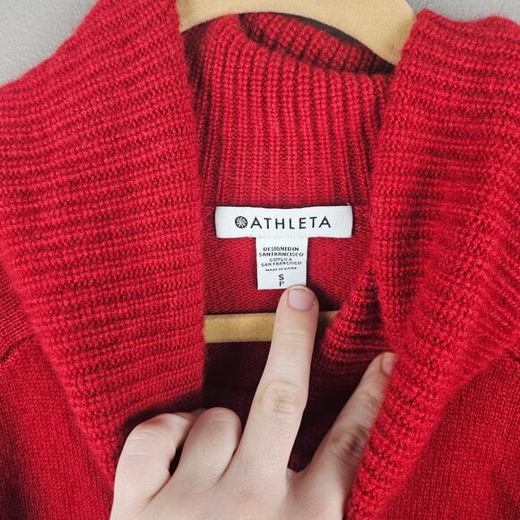 Athleta Cherry Red Alpine Turtleneck Merino Wool Cashmere Blend Sweater Size S - Picture 3 of 7